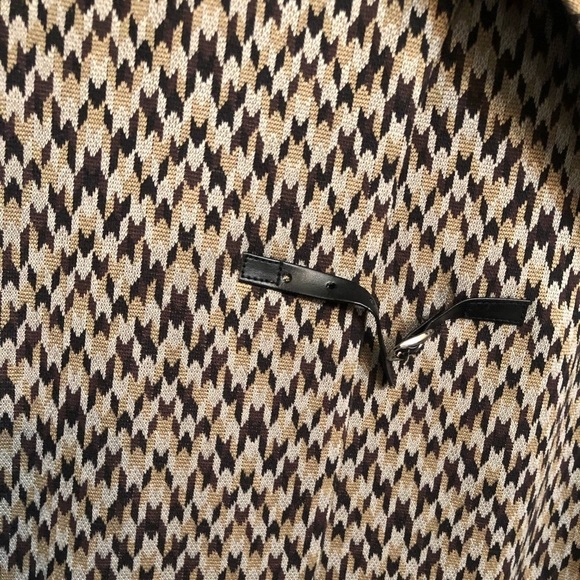 Newport News  XL 12 -16 Brown houndstooth sweater jacket three-quarter length - Picture 5 of 8